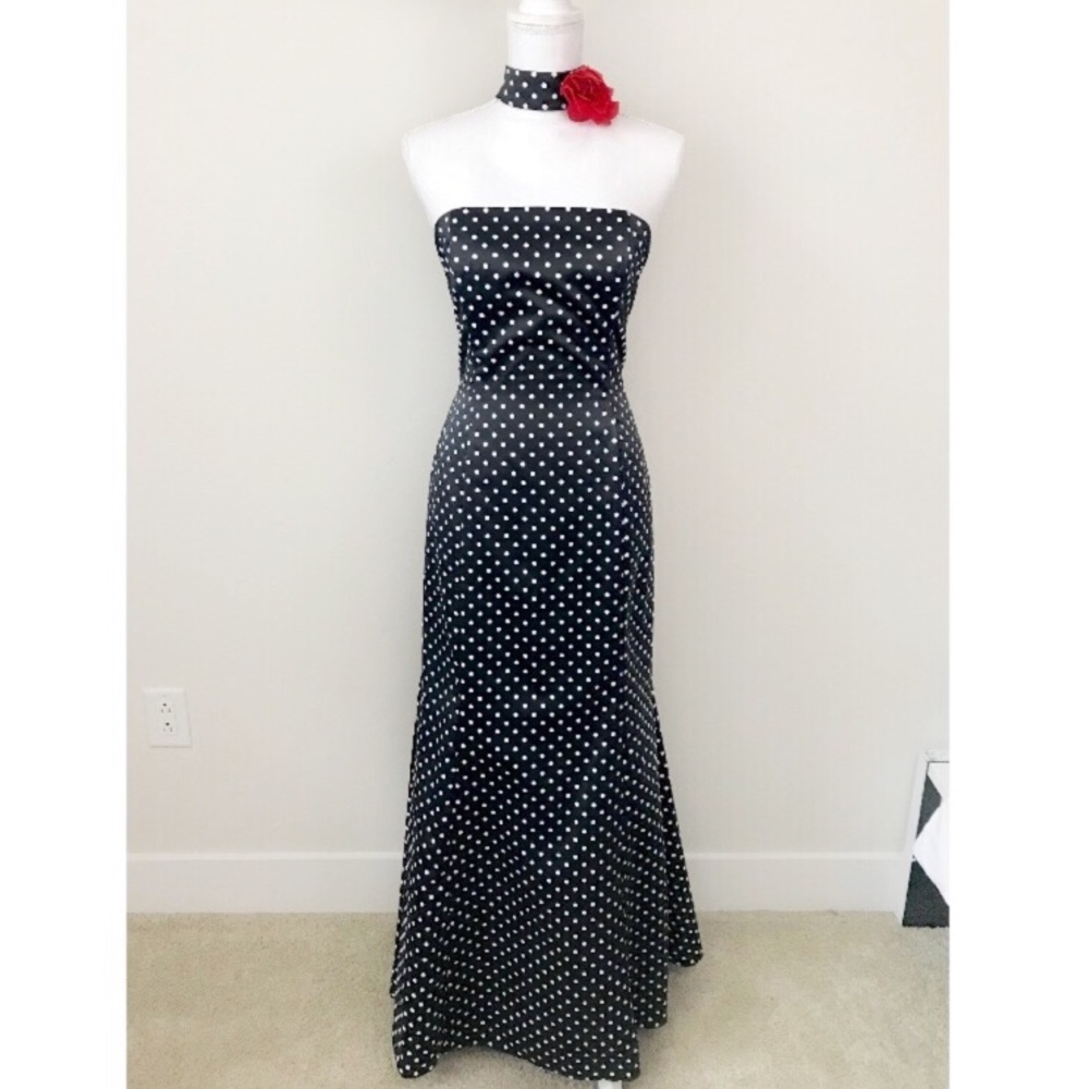 Jessica McClintock Black Pinup Polka Dot Gown